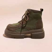 软皮马丁靴女英伦风2025新款春秋冬靴复古厚底大黄靴工装靴牛仔靴