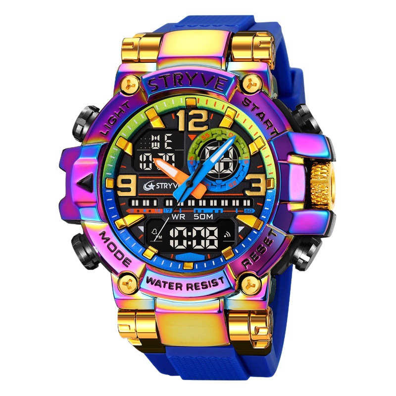 STRYVE reloj deportivo de los hombres de moda colorido luminoso reloj electrónico impermeable reloj estudiante multifuncional 8025