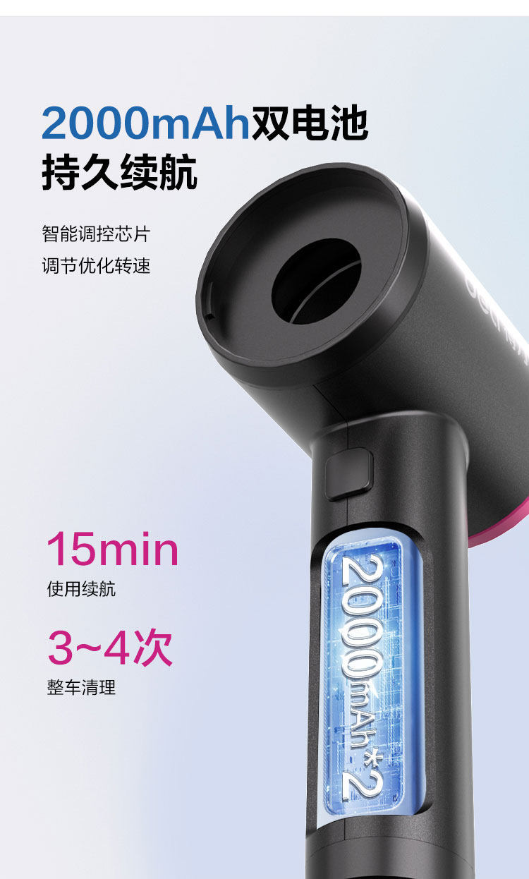 Deli Car Vacuum Cleaner Handheld Small 2026 New Model Super Strong Suction Car and Home Wireless Charging Vacuum Cleaner