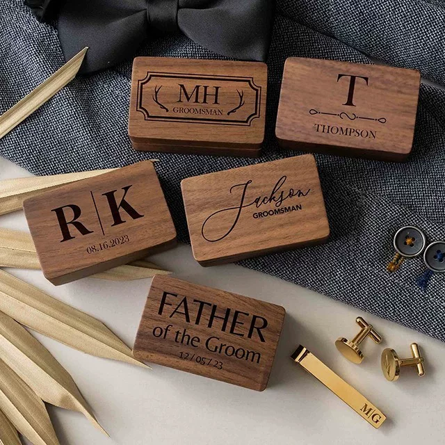 Tie engraved, set, carved box, Birthday gift, custom-made