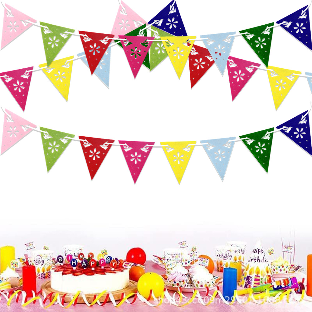 Decoración de fiesta mexicana bandera de tracción no tejida bandera triangular hueca 5 de mayo Día de los Muertos atmósfera diseño bandera de colores