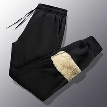 休闲宽松运动裤长裤裤子男加肥加大大码羊羔绒加厚冬季加绒卫裤男