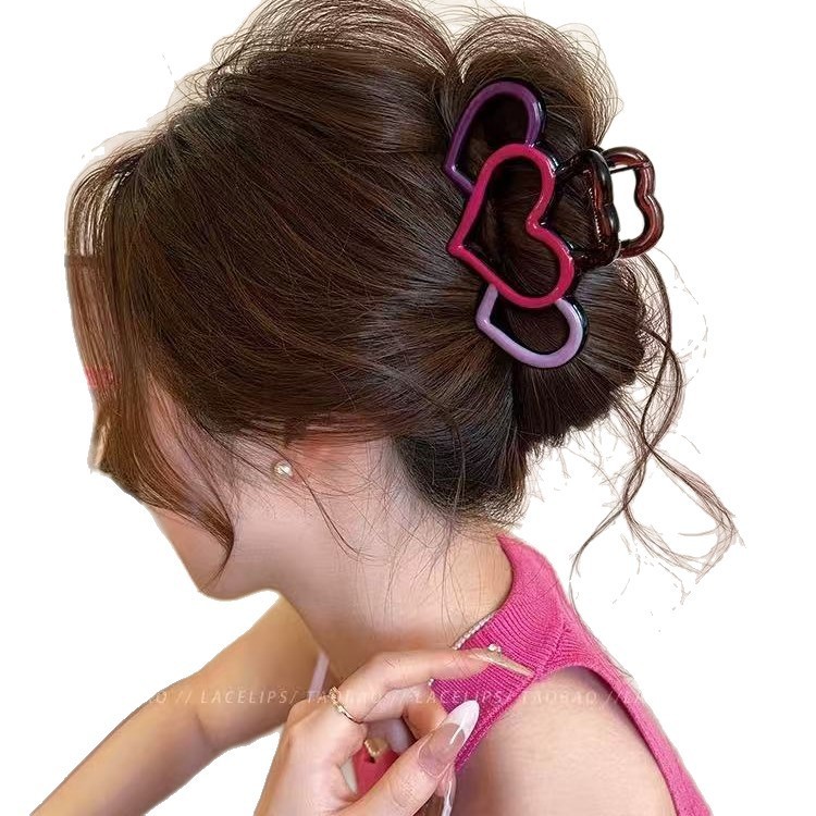気質愛対照的な色のヘアクリップ女性のための 2025 新しいスタイルの髪の量の多いサメクリップハイエンド後頭部ヘアクリップヘアアクセサリー|undefined