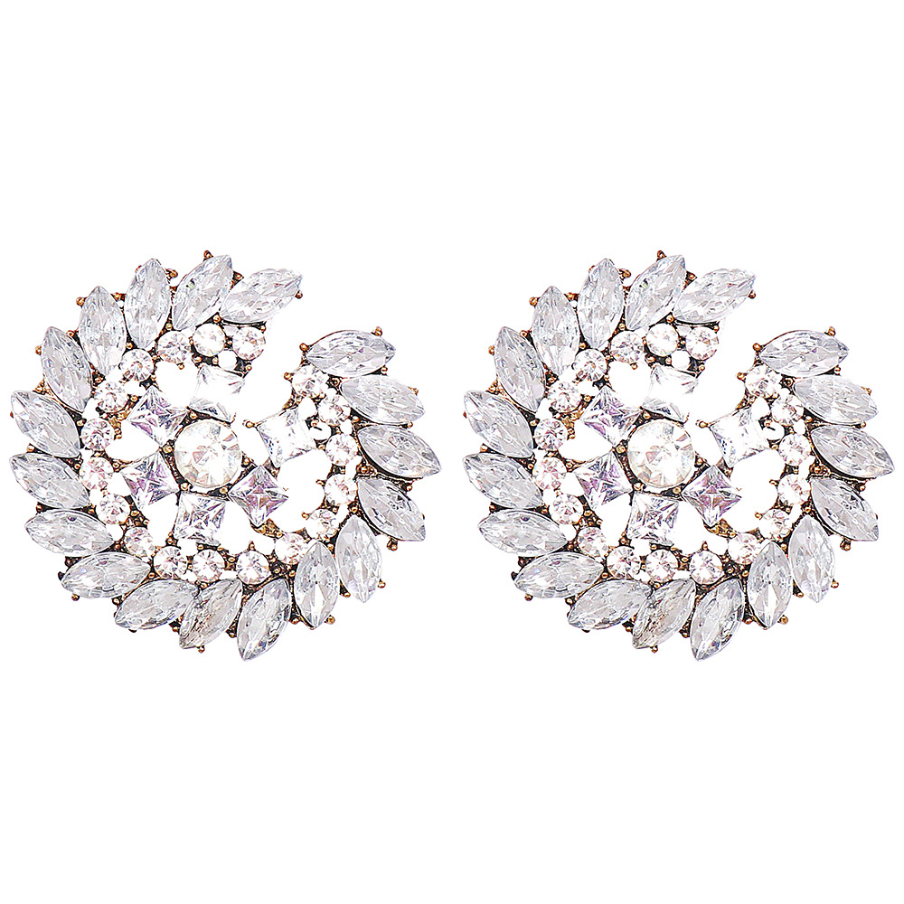 European And American New Alloy Diamond-studded Sunflower Earrings Female display picture 2