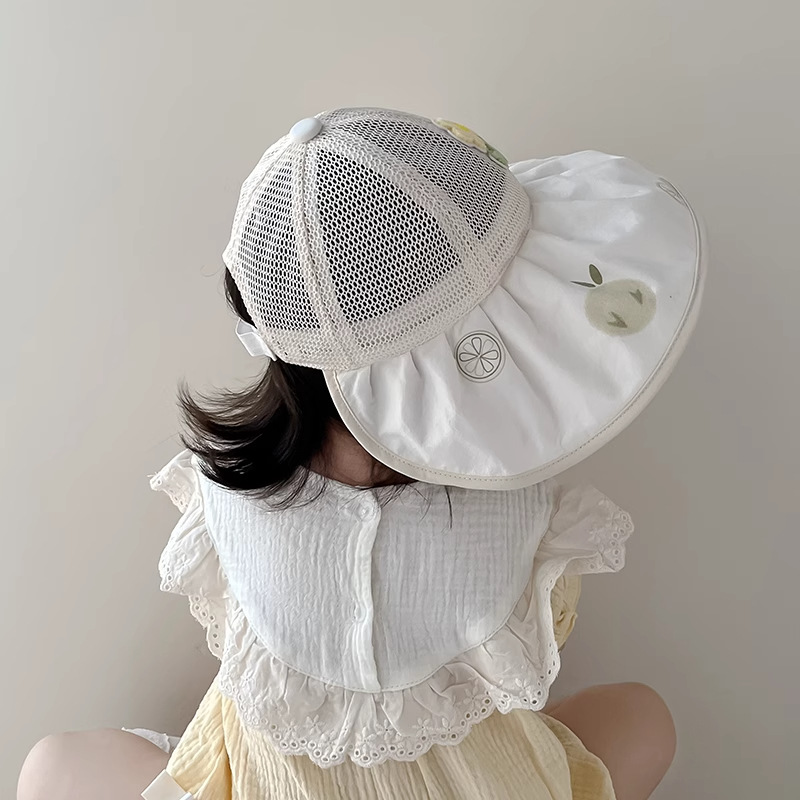 Sombrero de sombra para bebé Sombrero de pescador para bebés de primavera y verano Sombrero grande para niños y niñas de verano Sombrero de protección solar de malla Alero grande