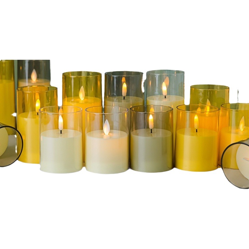 Plástico acrílico LED electrónica luz de la vela de plástico de simulación de vidrio Amazon vela caliente