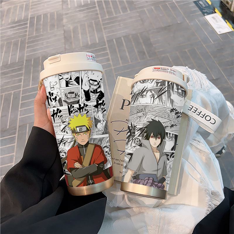 火影周边鸣人保温杯学生专用便携新款大容量男女吸管水杯子高颜值