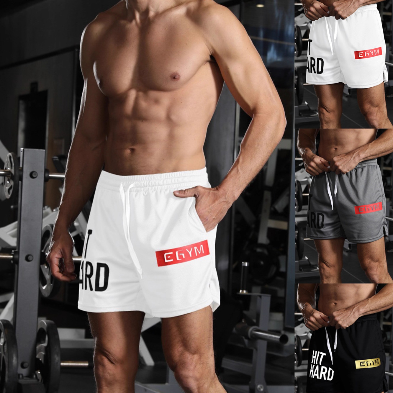 Muscle Fitness Casual Pants Coach Shorts Men's Summer Sports Pants Running Training Quick-Drying Boxing Squat Shorts