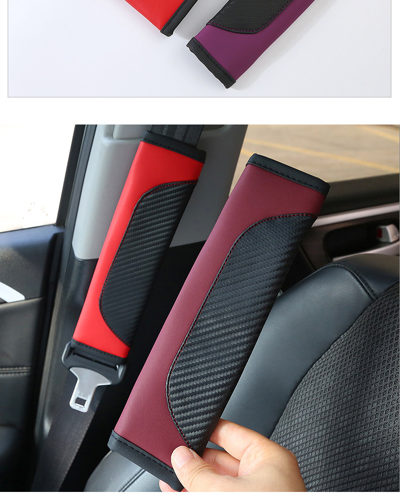 Cross-Border Popular Manufacturer's Ready-Made Leather Color Matching Soft and Comfortable Sports Car Carbon Fiber Pattern Seat Belt Shoulder Cover