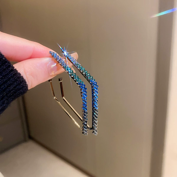 56#Silver needle-blue diamond shape