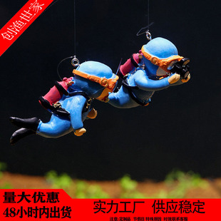 Fish Tank Landscape Pendant Diver Suspension Pendant Blue Fat Diver Floating Diver