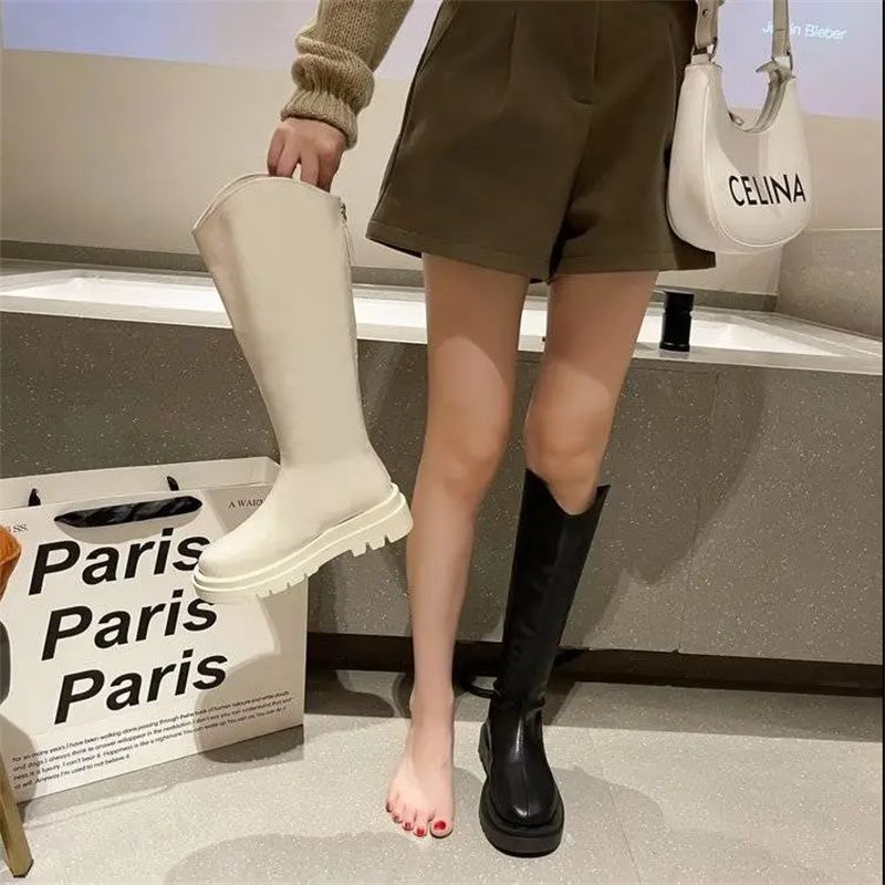 ナイトブーツ レディース 2025秋冬 人気ブーツ 厚底ブーツ ジッパー乗馬ブーツ ハイブーツ レディース 膝上レザーブーツ