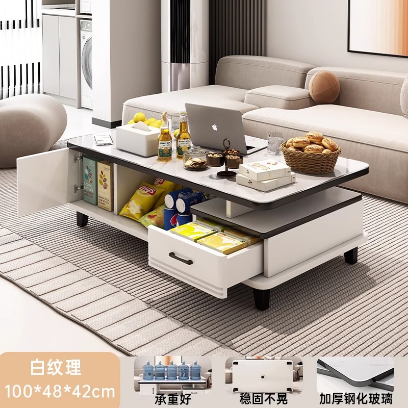 Mesa de té sala de estar pequeña casa de vidrio temperado mesa de té simple y moderna 2024 nuevo balcón de lujo pequeño mesa de té