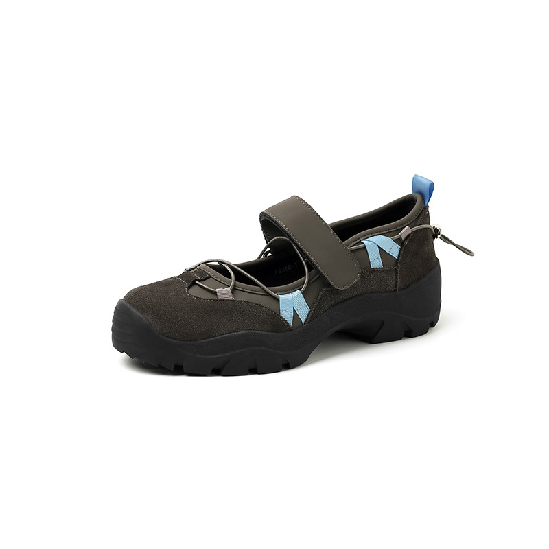 Versión de piel de oveja ~ Zapatos Mary Jane de velcro de estilo retro francés nuevas sandalias deportivas de ballet casual de todo fósforo para mujer