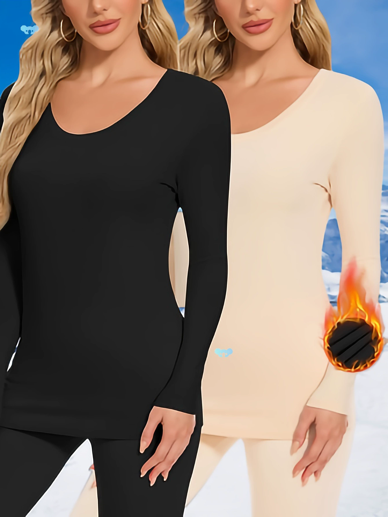 2 шт. женские термофутболки с длинными рукавами больших размеров черного цвета