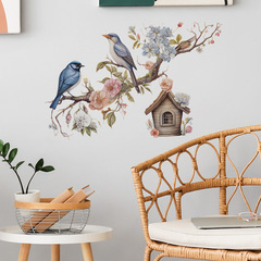 卡通樹枝花鳥鳥窩兒童房臥室玄關家居裝飾牆貼貼紙自粘批發跨境