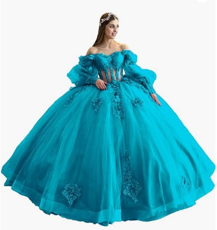 Flores vestido de adulto con mangas brillante con cuentas vestido dulce 2026 nuevo vestido de baile de hombro para mujeres image 7