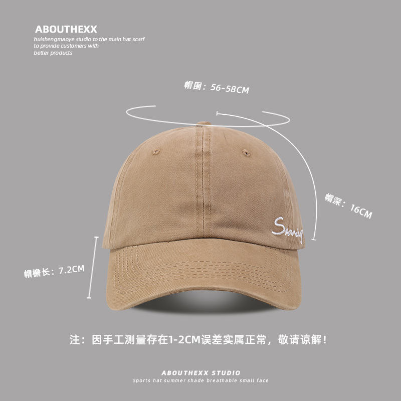 Nuevo sombrero de cabeza grande cara pequeña letra femenina punzada gorra de lengua gorra de estilo coreano sombrero de béisbol de moda universal pareja hombre