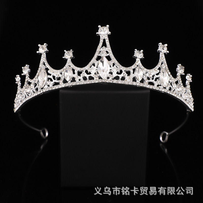 儿童皇冠头箍头饰公主女童王冠水晶大发箍小女孩生日发饰表演走秀
