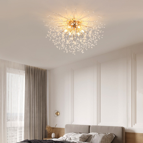 Bedroom crystal ceiling lamp dandelion romantic creative personality art Nordic restaurant lamp study master bedroom lamp