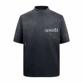 正确版本MM6家25SS新款胸前口袋LOGO做旧涂鸦情侣款日常圆领短袖