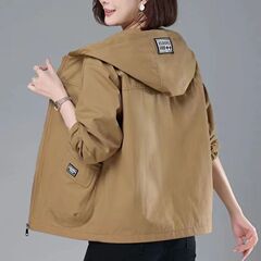 大码休闲短款外套女春秋夹克衫新款中老年妈妈装百搭上衣女双层