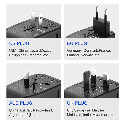Travel charger 2USB+2C British standard, American standard, European standard, Australian standard Global Connect plug 212 multi-country conversion socket