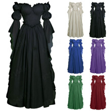 跨境新款中世纪宫廷礼服女式复古服连衣裙欧美舞台表演长裙服装