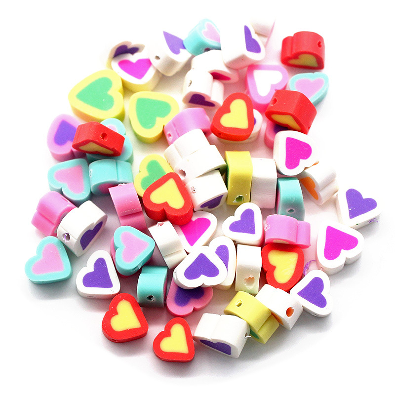 Cuentas de cerámica suave DIY, caras sonrientes, sueltas para pulseras y collares