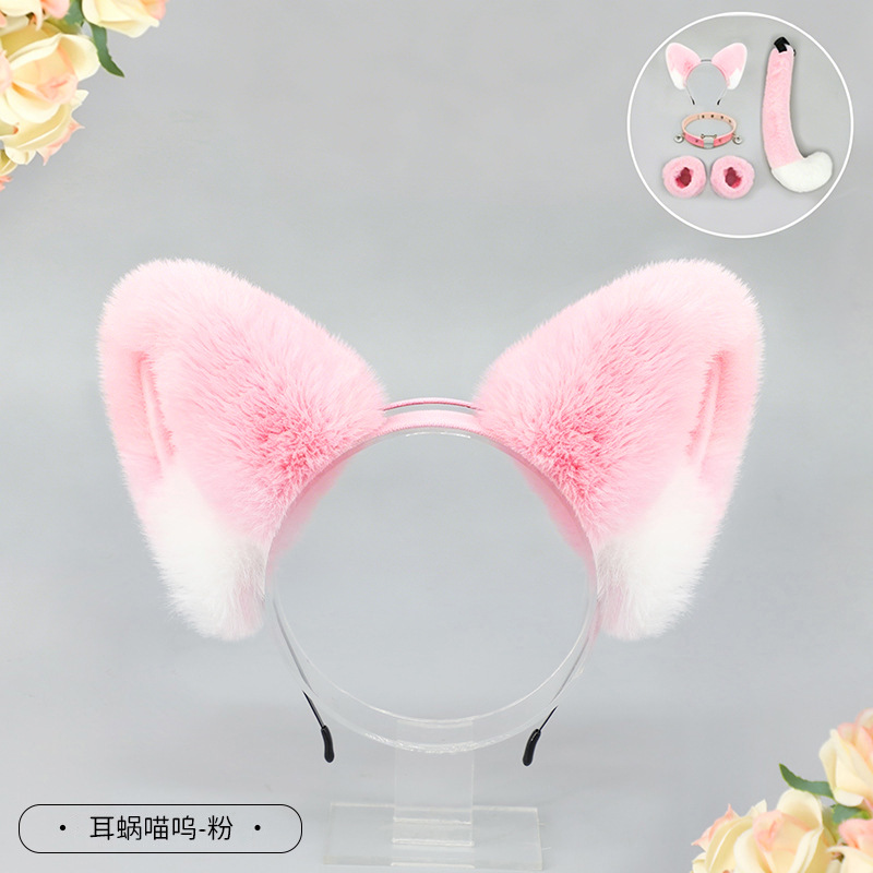 De una pieza hecha a mano lindo tocado de Lolita Cosplay bestia oreja de gato diadema zorro horquilla