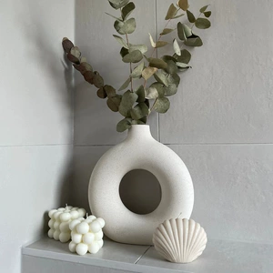 Modern Ceramic Flower Vase - White Porcelain, Simple Design, Home Decoration
