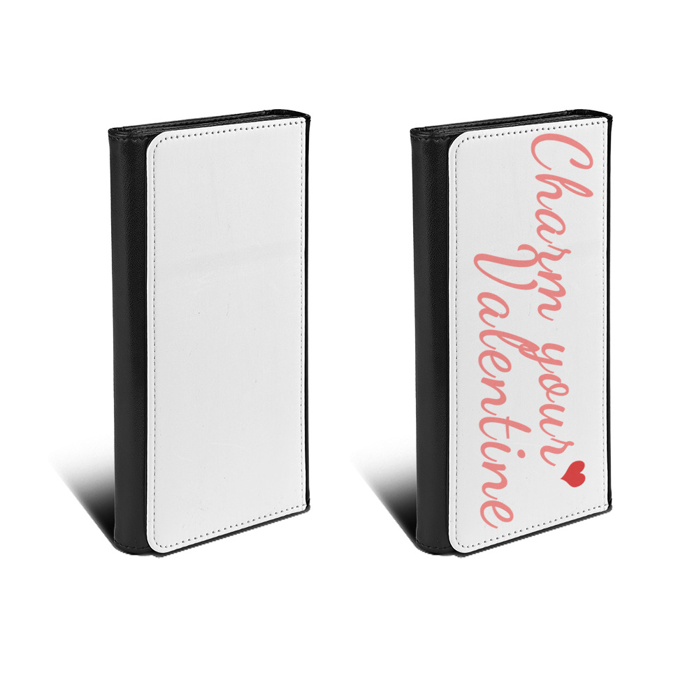 Venta directa de fábrica, sublimación en blanco, cuero impreso de una cara, billetera triple, posición larga de múltiples tarjetas, billetera de mano al por mayor