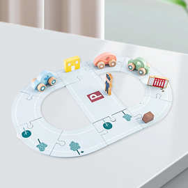 儿童木制轨道玩具套装 拼搭积木火车轨道小汽车男孩女孩礼物