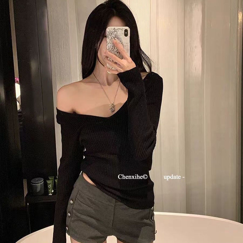 韩系温柔风v领针织衫女秋季针织打底长袖修身显瘦纯欲内搭上衣|undefined
