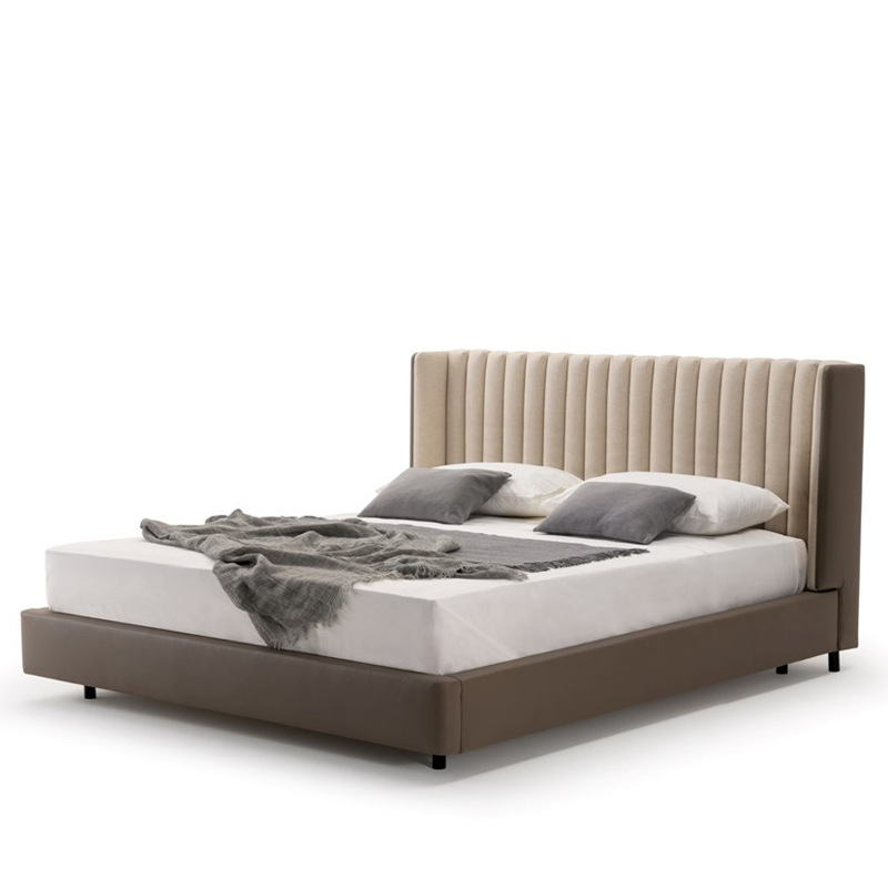 Italian Minimalist Cotton Linen Double Bed Nordic Modern Light Luxury Bedroom Double Bed Turri Small House Ins Style Wedding Bed