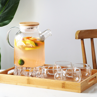 ✅Flower and grass tea set glass kettle flower and fruit teapot suit Japanese-style tea European-style afternoon tea candle Gaxinzekang