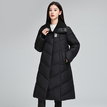 新款时尚百搭棉服女过膝长款2025冬季新大翻领韩版加厚外套保暖潮