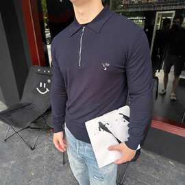 毒家现货正确版本P家25新款刺绣拉链长袖Polo衫宽松版型男女同款