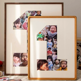 宝宝成长纪念照相框实木挂墙洗照片做成画框1 周岁儿童节礼物摆台