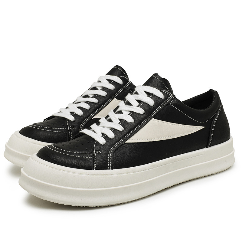 Zapatos de hombre primavera zapatos de skate casuales para hombres cabeza alta callejera estilo de calzado zapatos de derby de fondo grueso estudiantes zapatos de moda negro 2025 nuevo