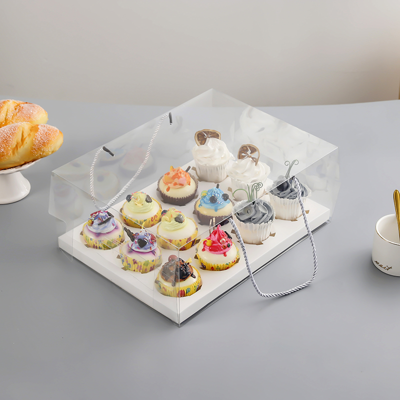 Caja de pastel de taza transparente 2 4 6 12 tazas cajas de embalaje de tazas de muffins Ins caja de embalaje transparente