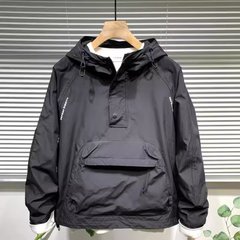 春の突撃服男性工装大兜フードジャケットジッパーポケットジャケットカジュアルゆるいコートブーム