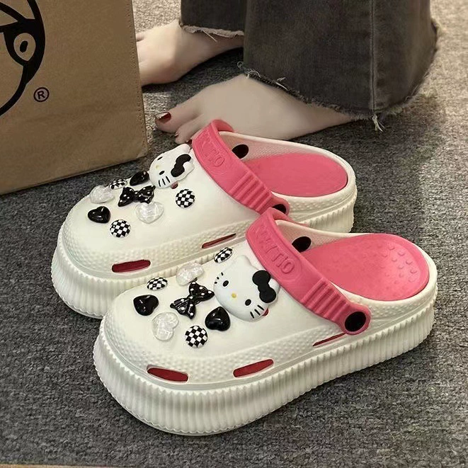 Сандалии Hello Kitty летние дышащие нескользящие пляжные тапочки, дорожные шлепанцы, легкие