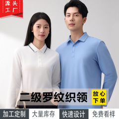 40支丝光超爽珠地布间色二级罗纹织领长袖polo吸湿排汗工作服定制