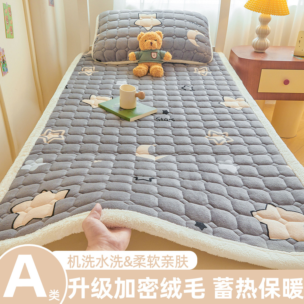A級学生寮用ミルクベルベットマットレス、冬用厚手フリースパッド、入学時寮用シングルベッドマットレス