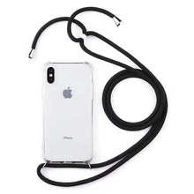 适用iPhoneXS四角气囊防摔壳苹果7/8挂绳手机壳透明加厚13保护套