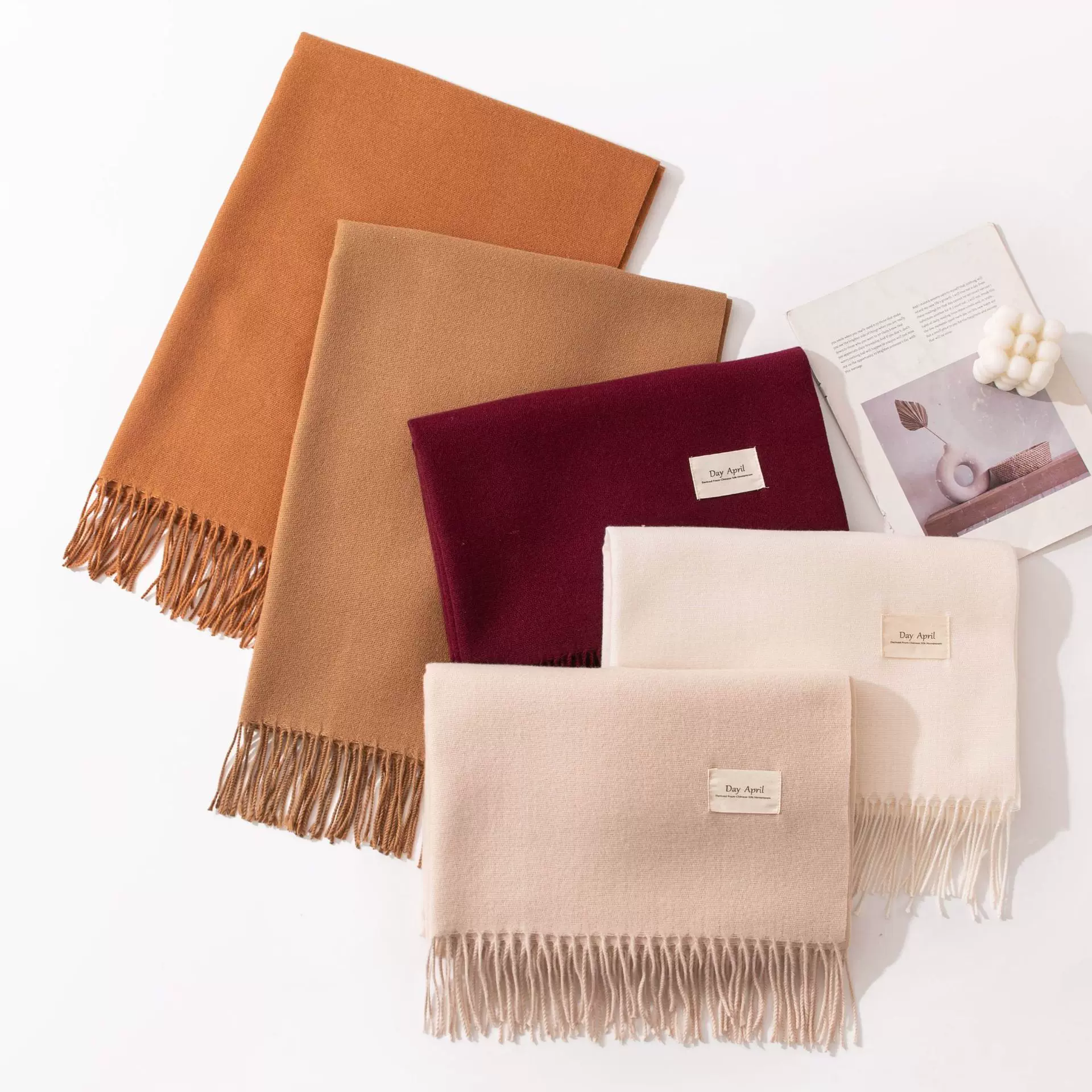 2025新款围巾秋冬韩系氛围感女士百搭仿羊绒围巾纯色保暖围脖披肩