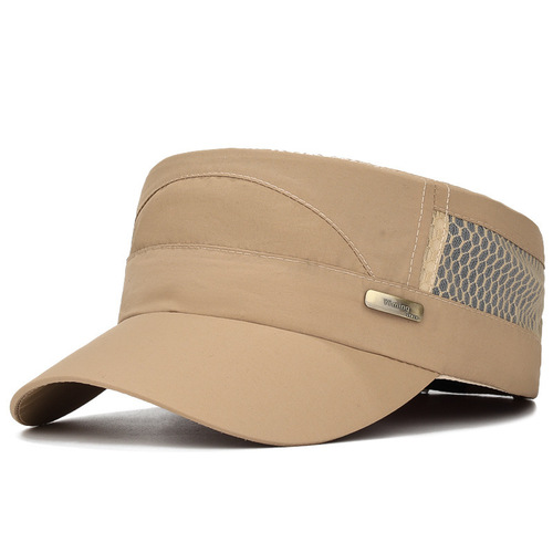 Men's hats for middle-aged and elderly, suitable for spring and summer outdoor leisure, fashion sunshade and sunscreen hat, quick-drying and breathable, flat top hat