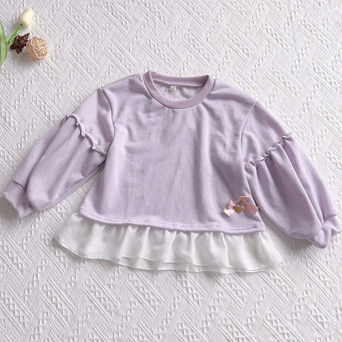 Односторонний товар 110-130 осень длин sleeves hair rim girl middle and young children's top