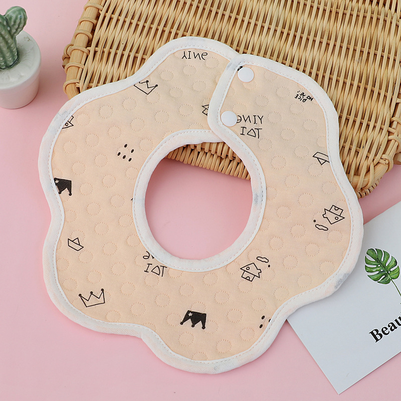 Toallas de saliva de algodón recién nacido impresión de dibujos animados capa impermeable pétalos absorción delantal anti-vomitación leche